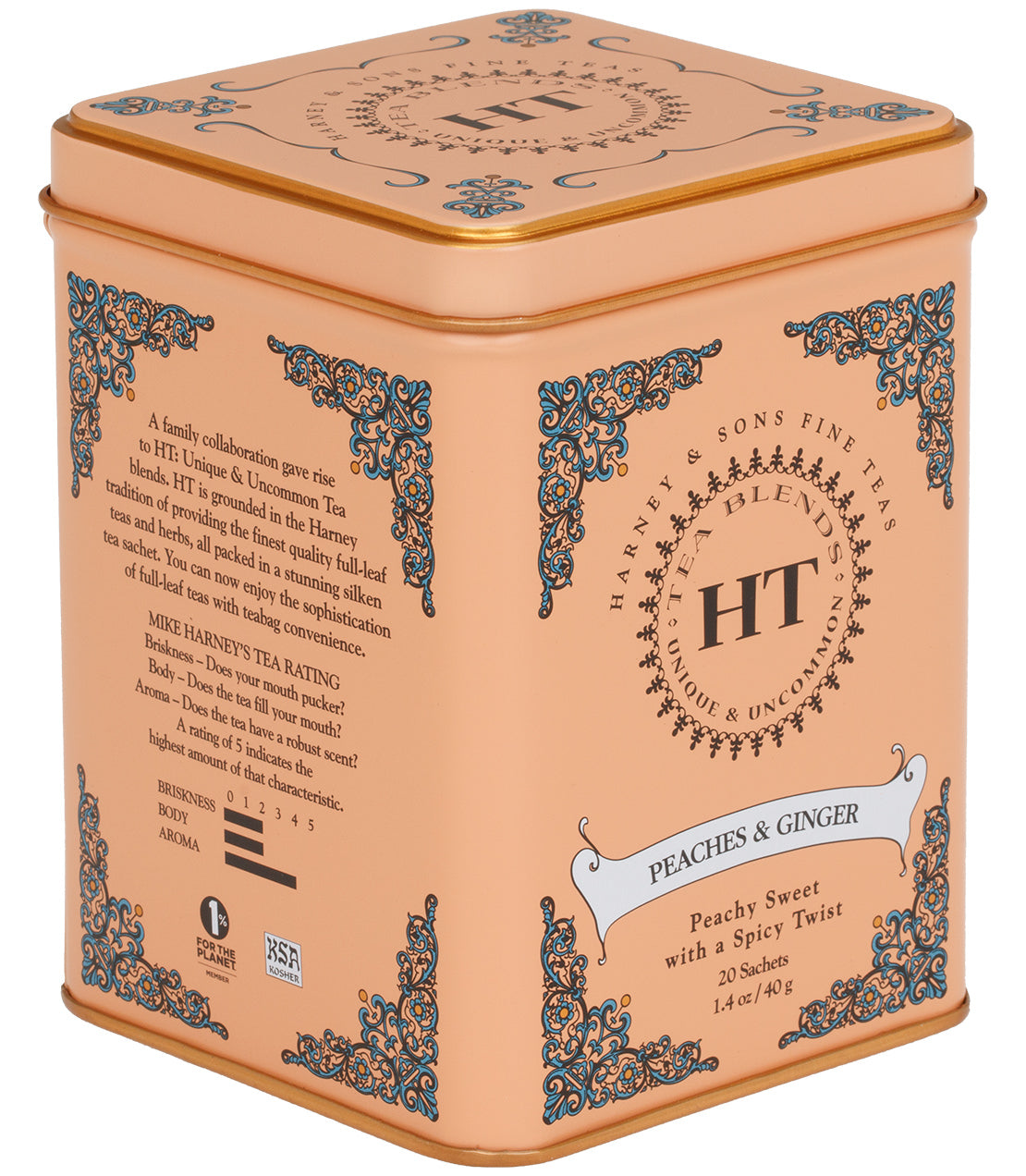 Peaches & Ginger - Sachets HT Tin of 20 Sachets - Harney & Sons Fine Teas